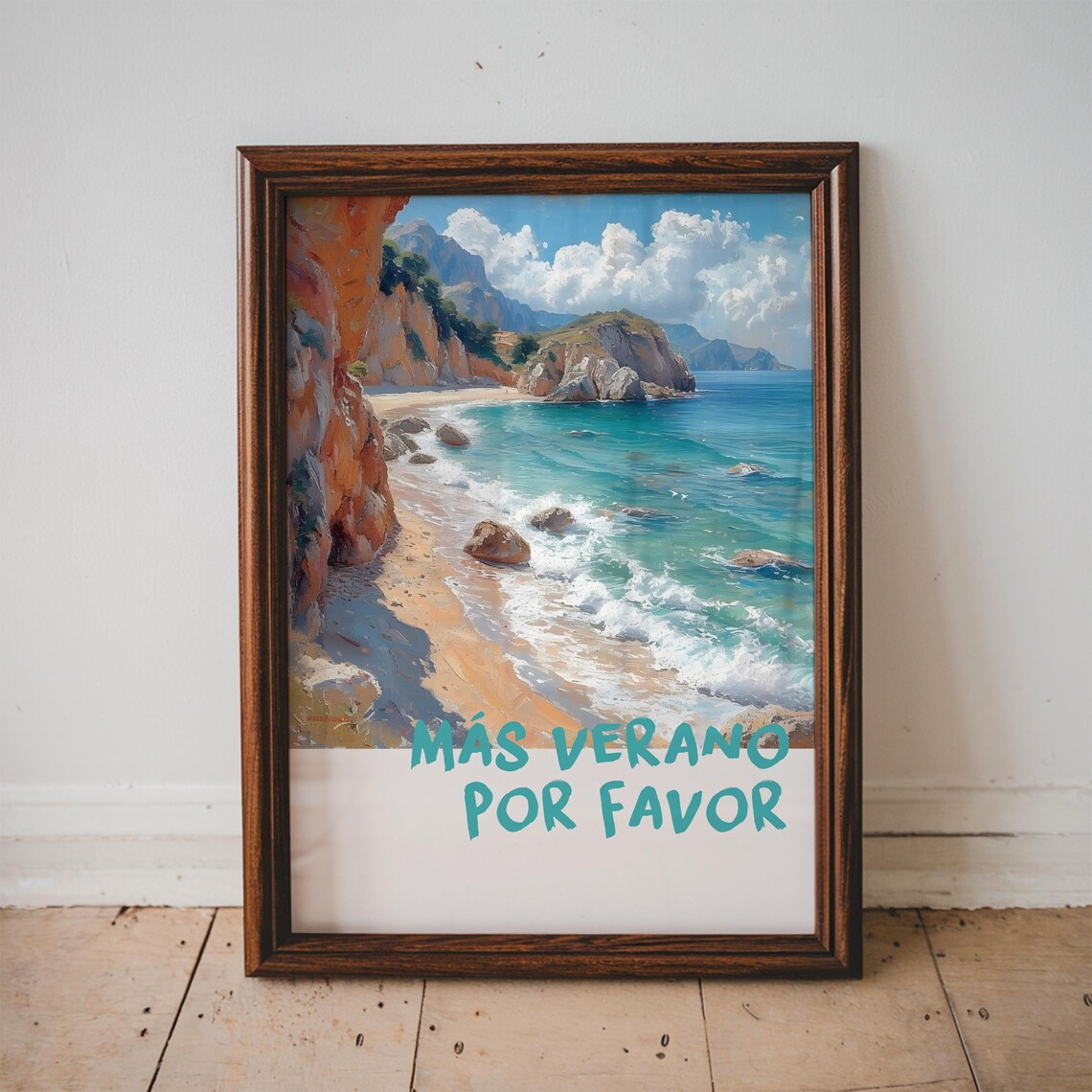 Mas Verano Por Favor More Summer Please Coastal Beach Painting Art Poster
