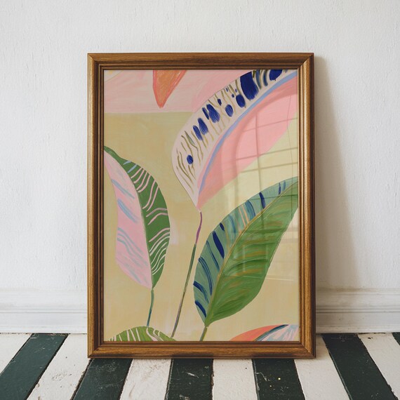 Colorful Botanical Painting Print Tropical Home Decor Wall Art Unframed