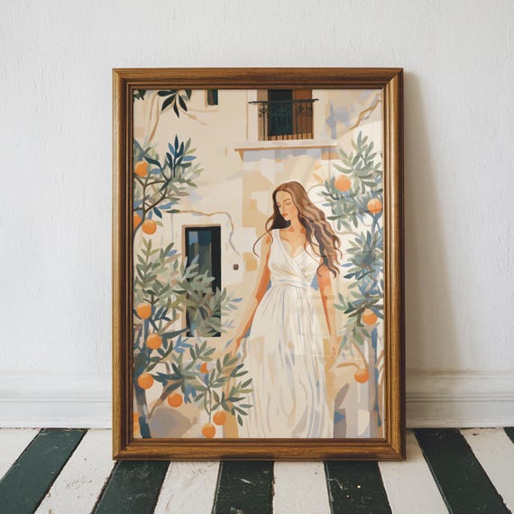 Mediterranean Inspired Wall Print Dolce Vita Decor Citrus Tree Seaside Europe Art Unframed