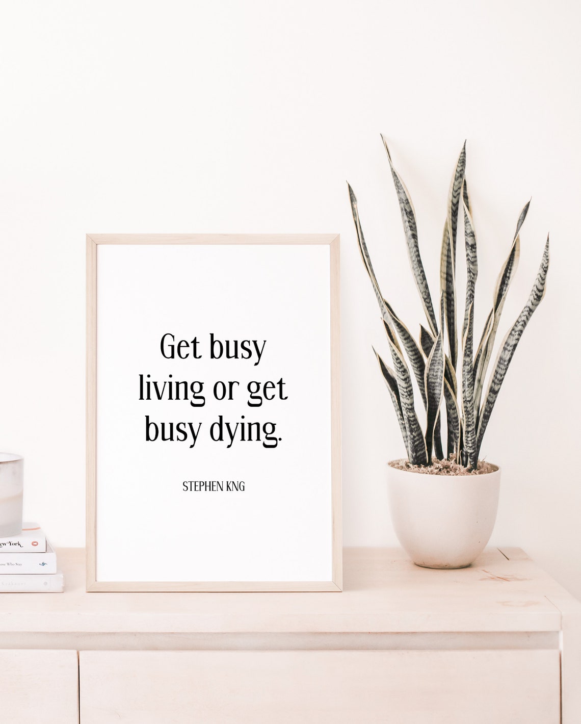 Stephen King Quote Get Busy Living Life Print Gift Typography Poster Wall Art Motivational Decor Bedroom