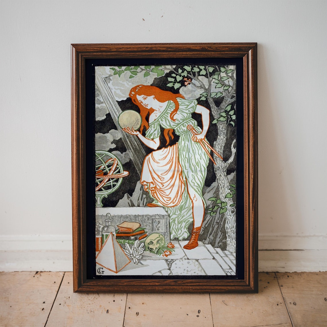 Eugene Grasset Science Woman Red Hair Vintage French Art Nouveau Print
