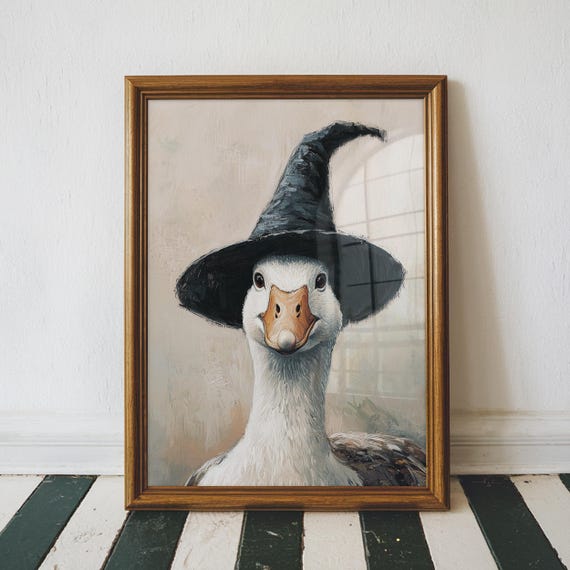Witchy Goose Halloween Print Cute Home Decor Apartment Silly Gifts Unframed