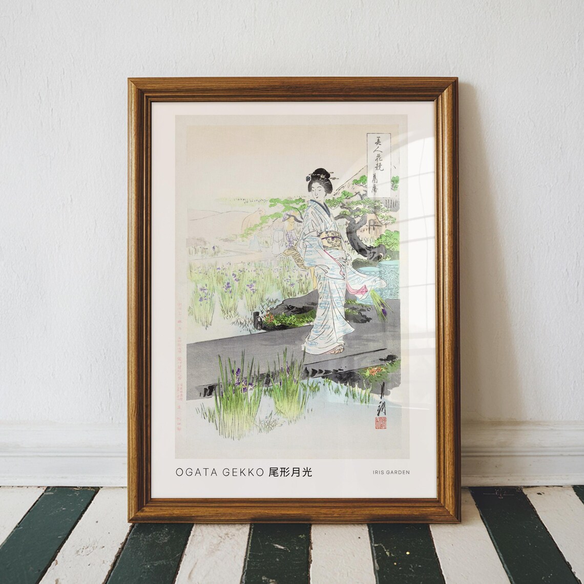 Vintage Japanese Woodblock Print Iris Garden By Ogata Gekko Living Room Large Wall Art Ukiyoe Apartment Decor Japan Painting