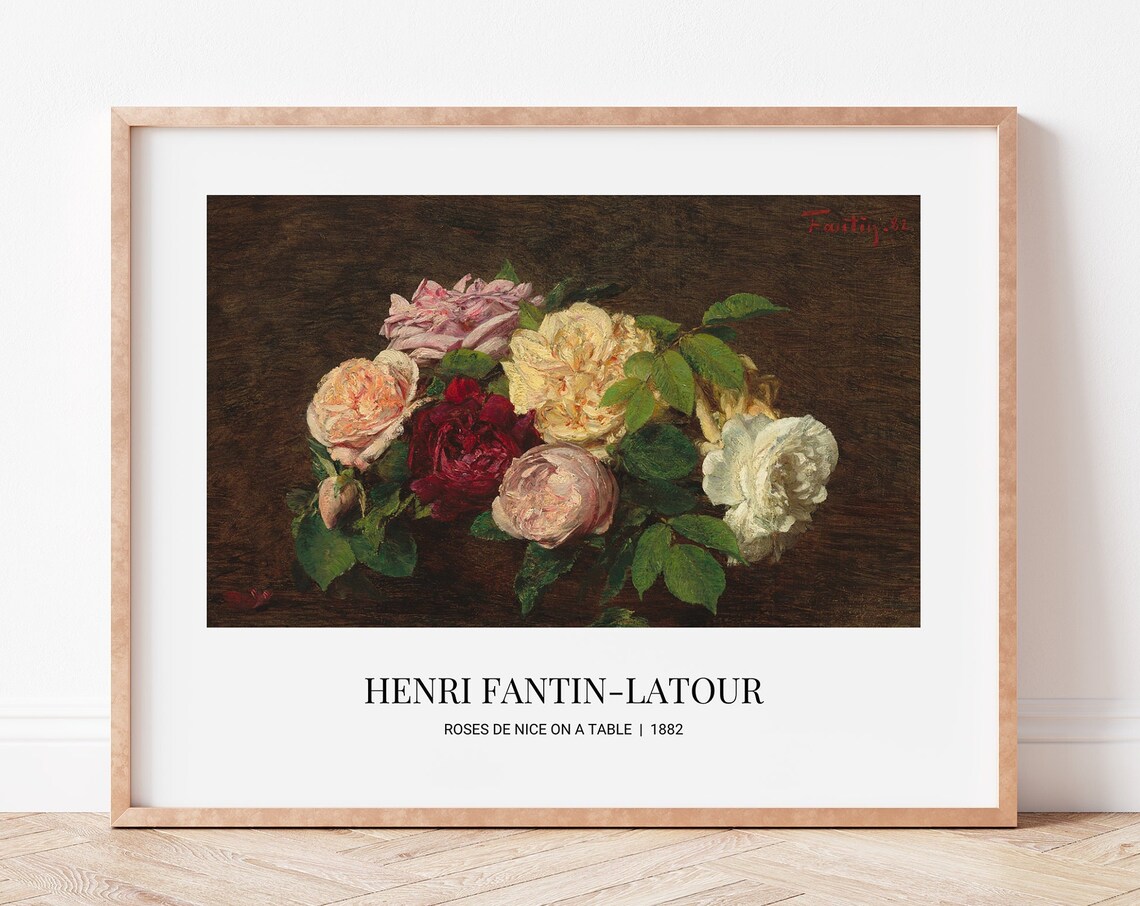 Henri Fantin Latour Roses De Nice Vintage Floral Oil Painting Print