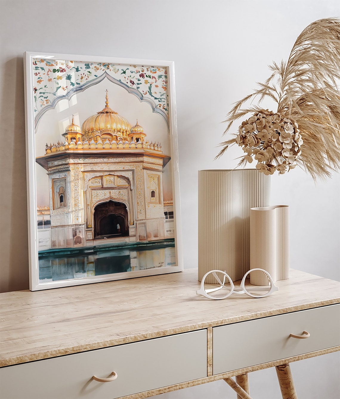 Golden Temple Amritsar India Watercolor Sikh Shrine Art Poster - Image 3