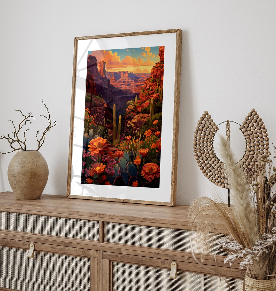 Arizona Desert Canyon Sunset Blooming Wildflowers Travel Poster - Image 3