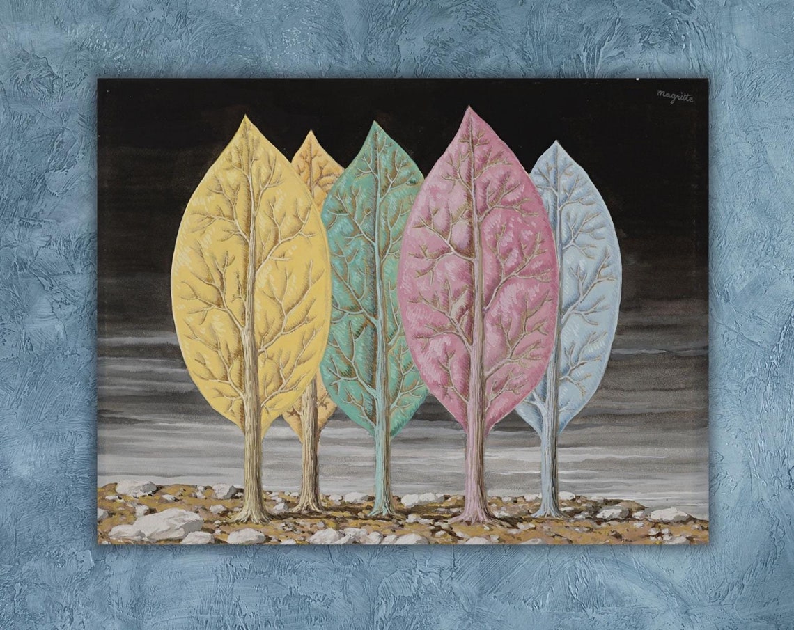 Rene Magritte L Incendie Colorful Leaf Trees Surreal Painting Poster