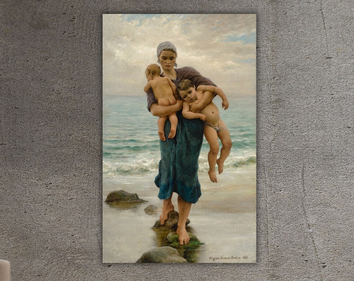 Virginie Demont Breton The Beach Fisherwoman Two Children 1881 Poster