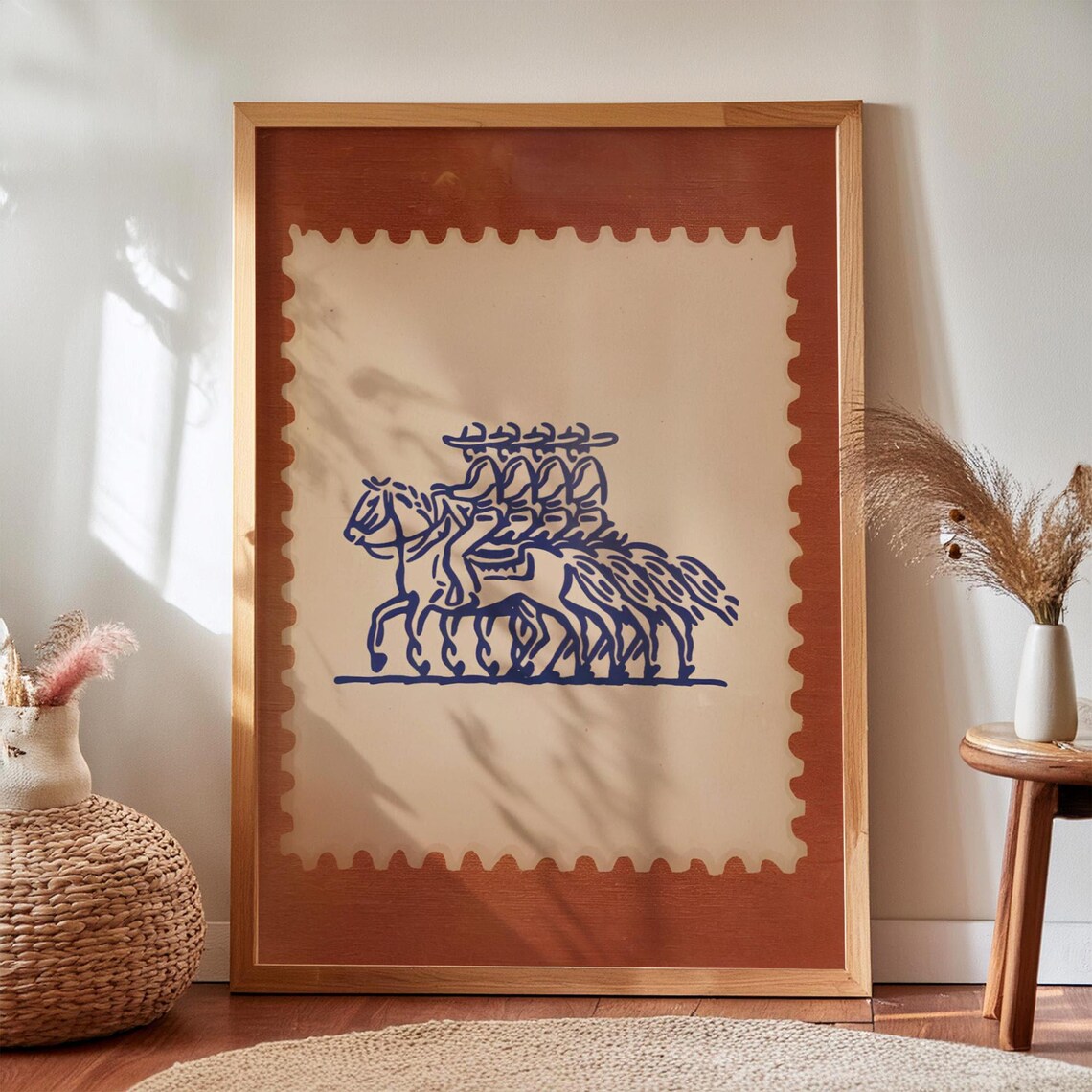 Mexico Cowboys On Horseback Vintage Western Art Print