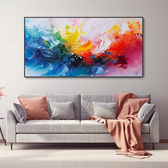 Abstract Oil Painting Modern Deco Colorful Dynamic Rhythmic Wall Decor Artwork Home Decor Inspirational Unique Design Wall Art Interior Deco