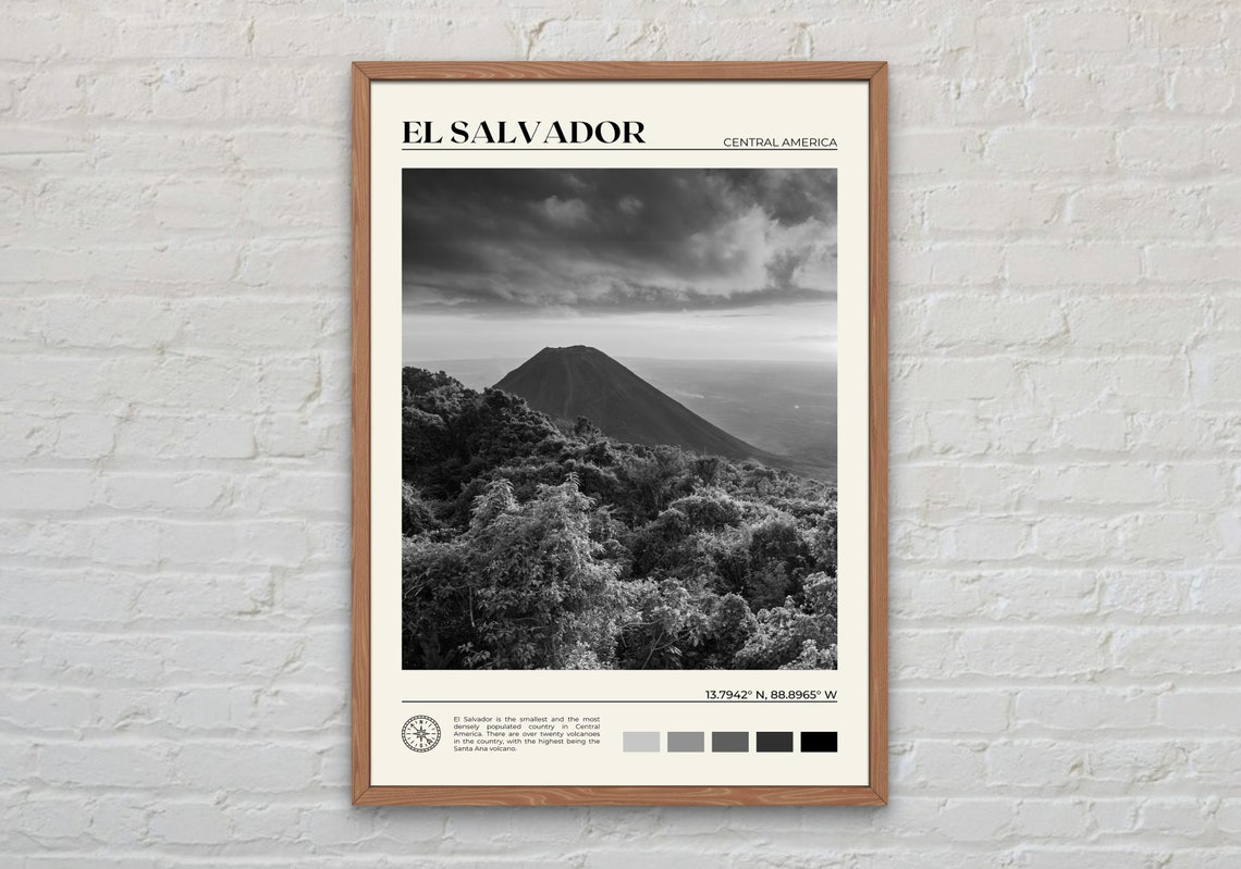 Black And White El Salvador Print El Salvador Art El Salvador Poster El Salvador Photo El Salvador Poster Print El Salvador Decor
