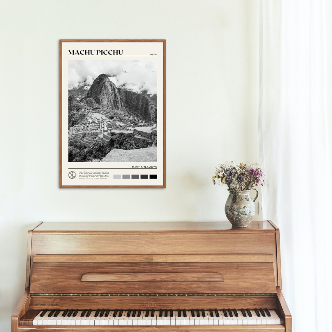 Machu Picchu Peru Inca Citadel Andes Ancient Black and White Poster - Image 2