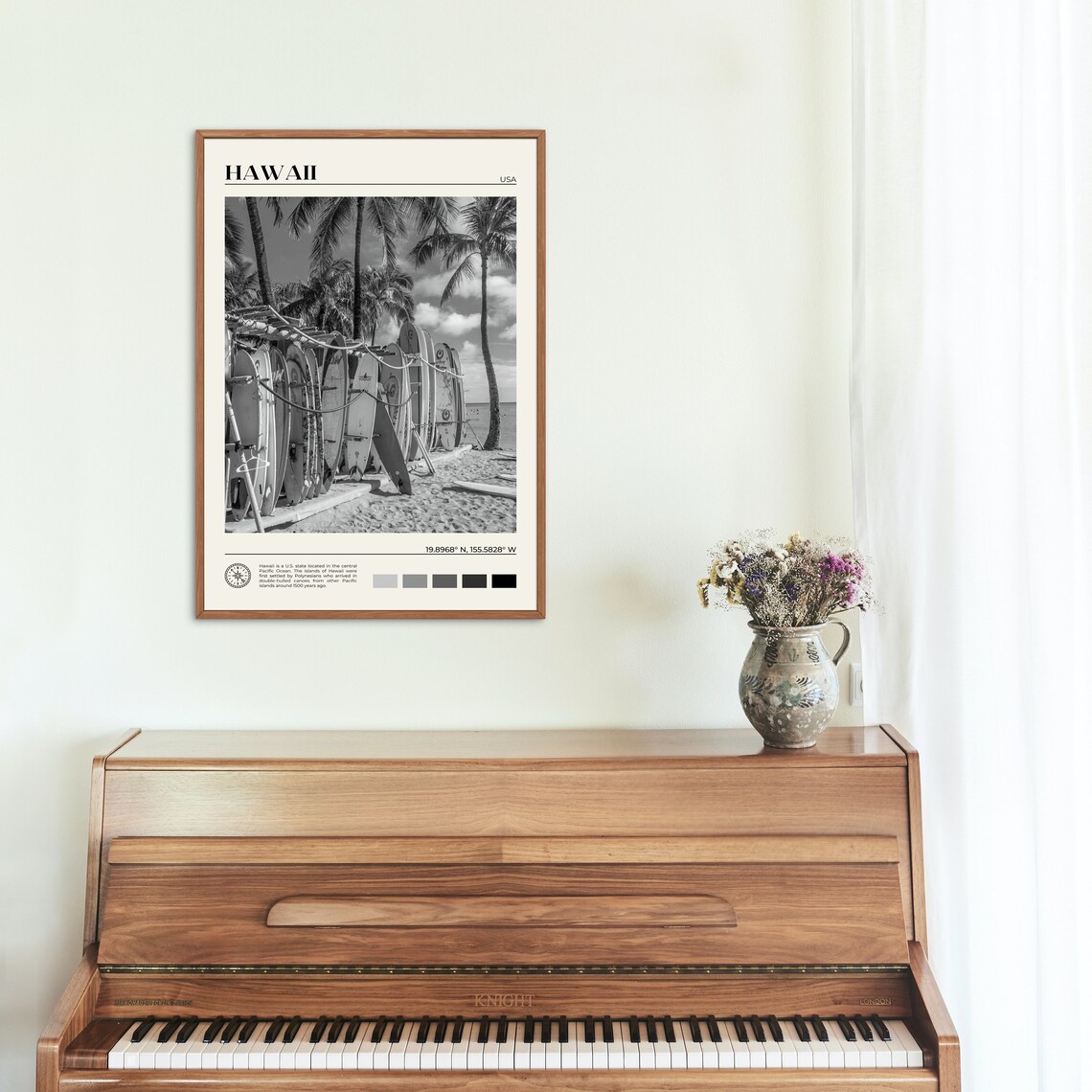 Black and White Hawaii Travel Poster, Wall Art - Image 2