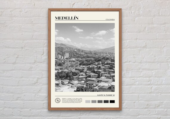 Medellin Colombia Aburra Valley Cityscape Monochrome Photo Poster