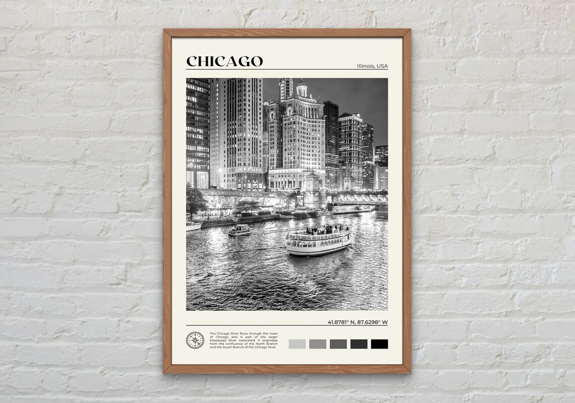 Chicago Black And White Photo Poster Print