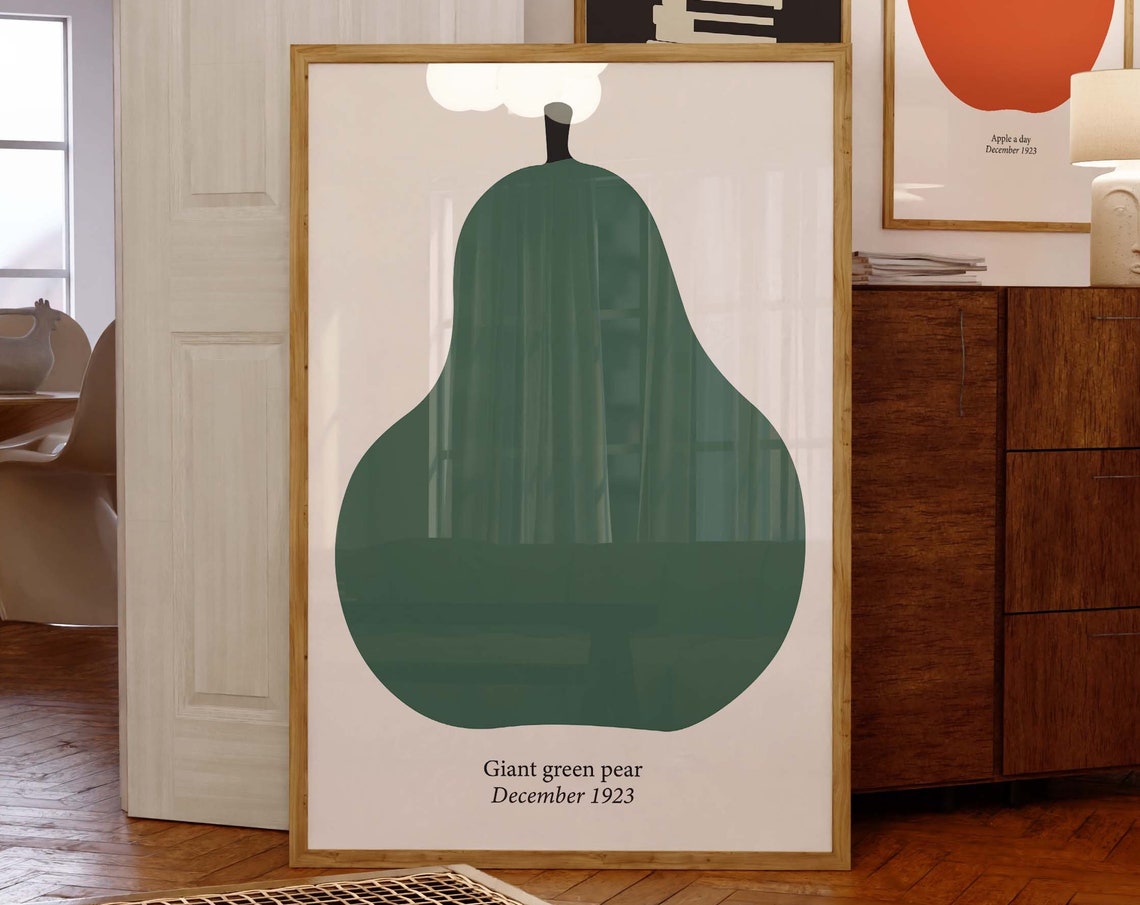 Giant Green Pear December 1923 Vintage Fruit Art Poster Wall Decor - Image 2