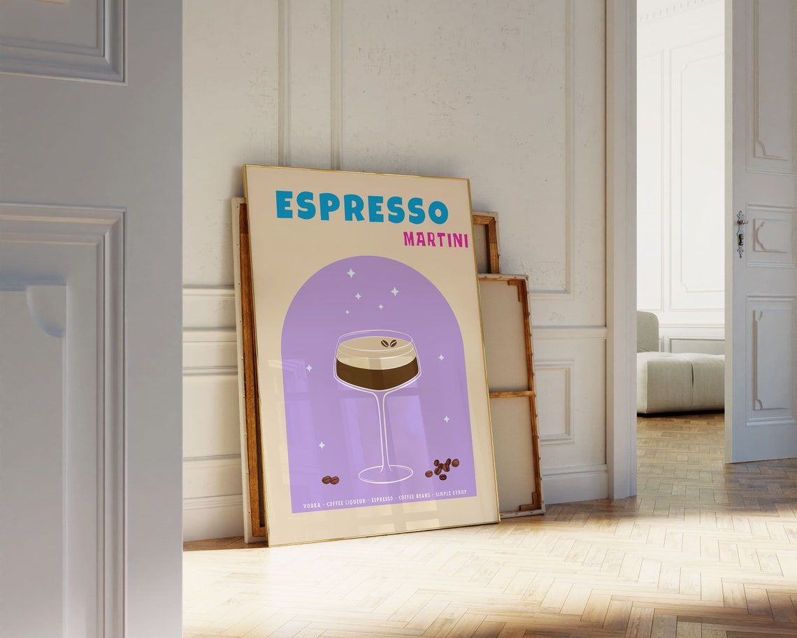 Espresso Martini Cocktail Recipe Retro Kitchen Bar Cart Art Poster - Image 2