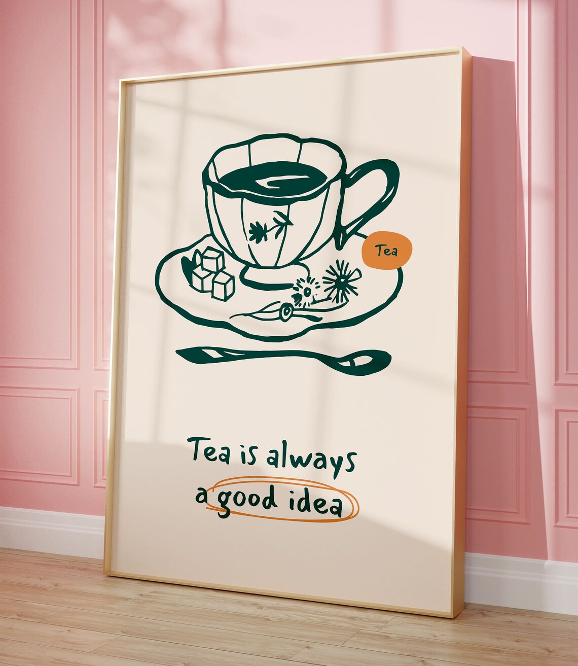 Kitchen Tea Poster Print, Retro Minimalist Decor - Image 2