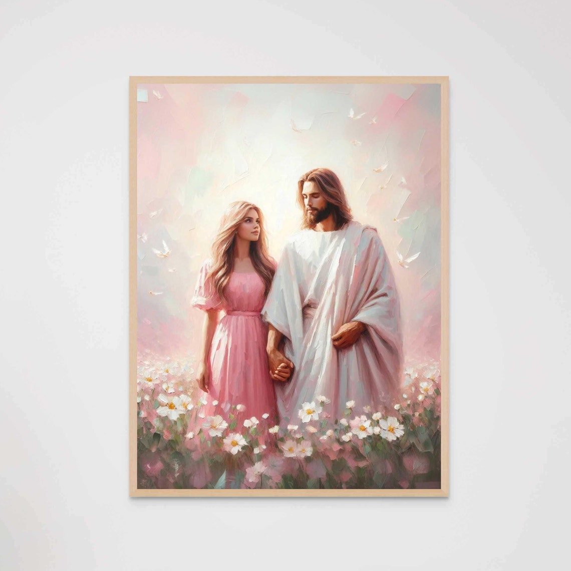 Hand In Hand Modern Christian Art Jesus With Girl Jesus Prints Lds Art Bible Painting Jesus And Woman Jesus Art Christian Prints