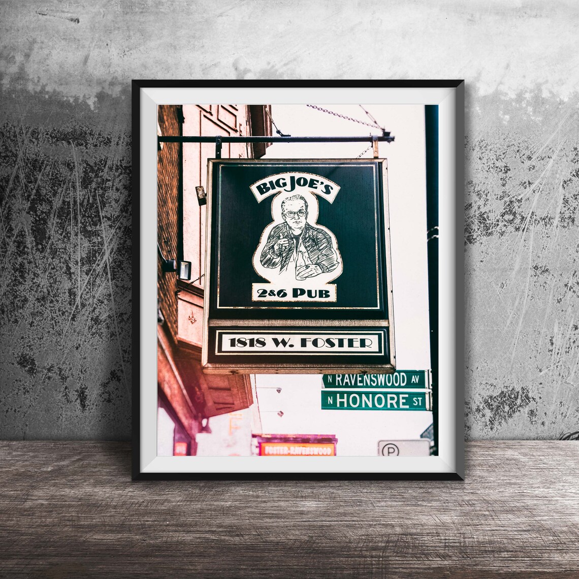 Big Joes 26 Pub W Foster Chicago Hanging Sign Photography Poster
