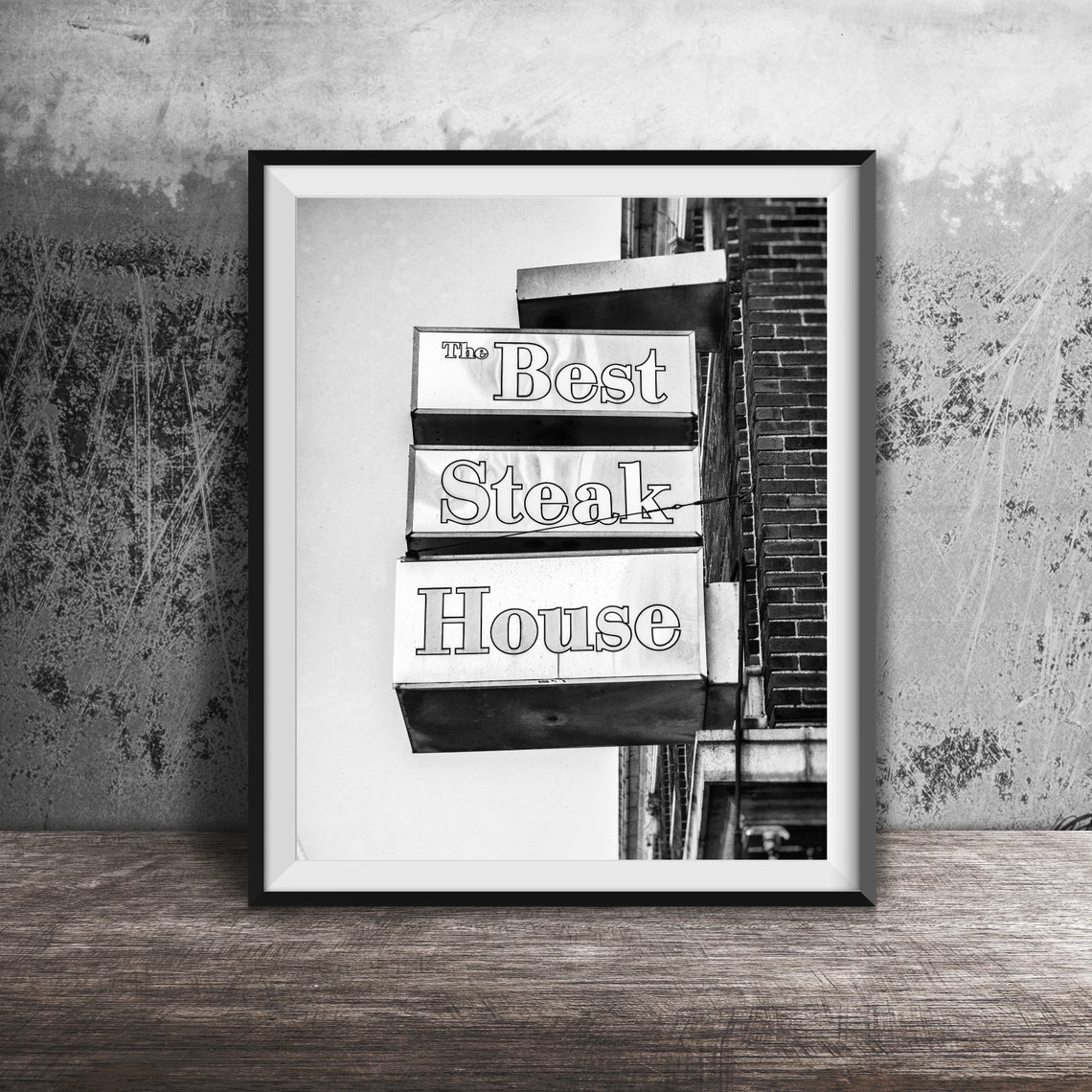 The Best Steak House Brick Building Stacked Blade Sign Poster - Image 2