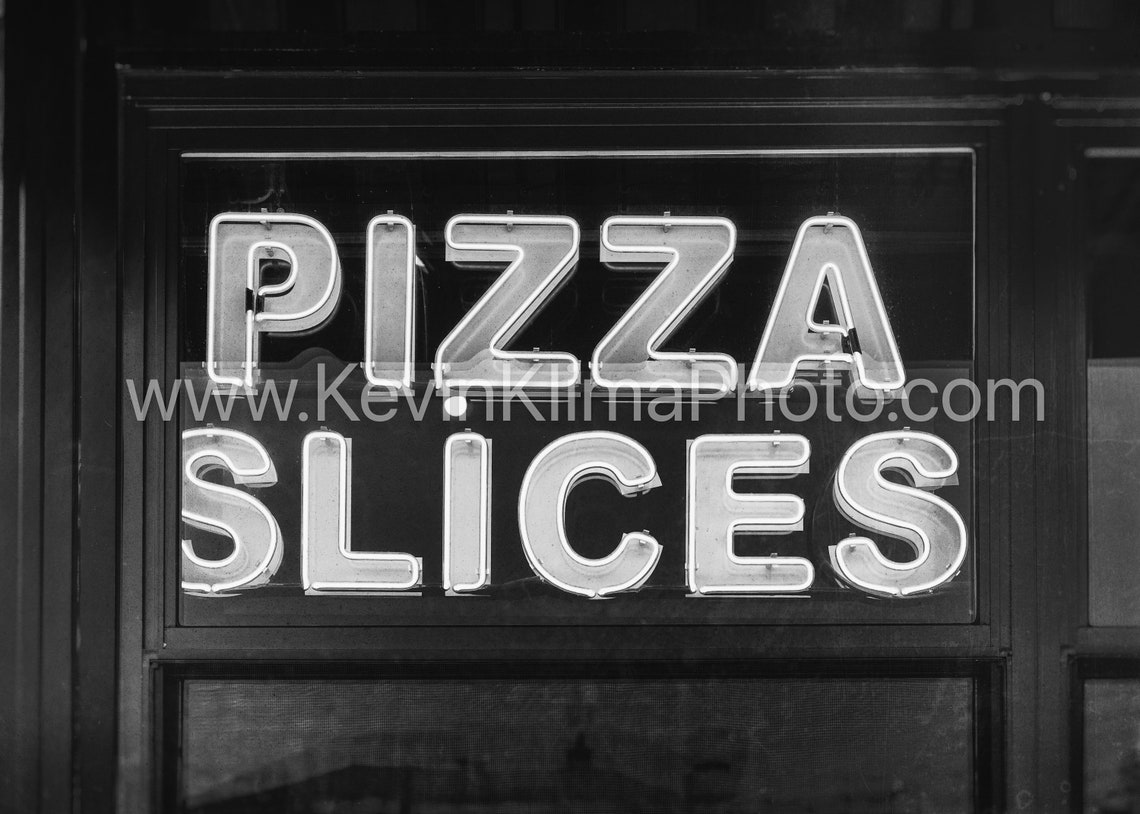 Pizza Slices Red Neon Window Sign Italian Restaurant Kitchen Poster - Image 2