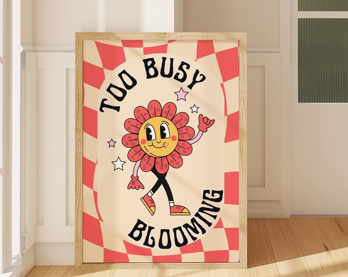 Bloom Print, Retro Groovy 70s Style Art Print