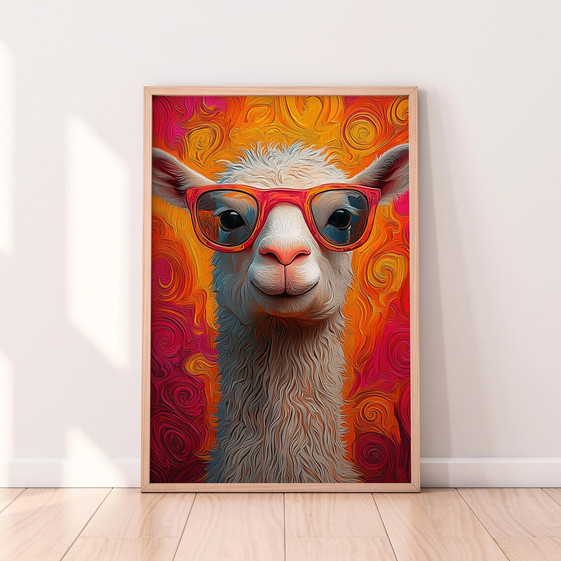 Funky Llama With Red Sunglasses Colorful Pop Art Animal Poster