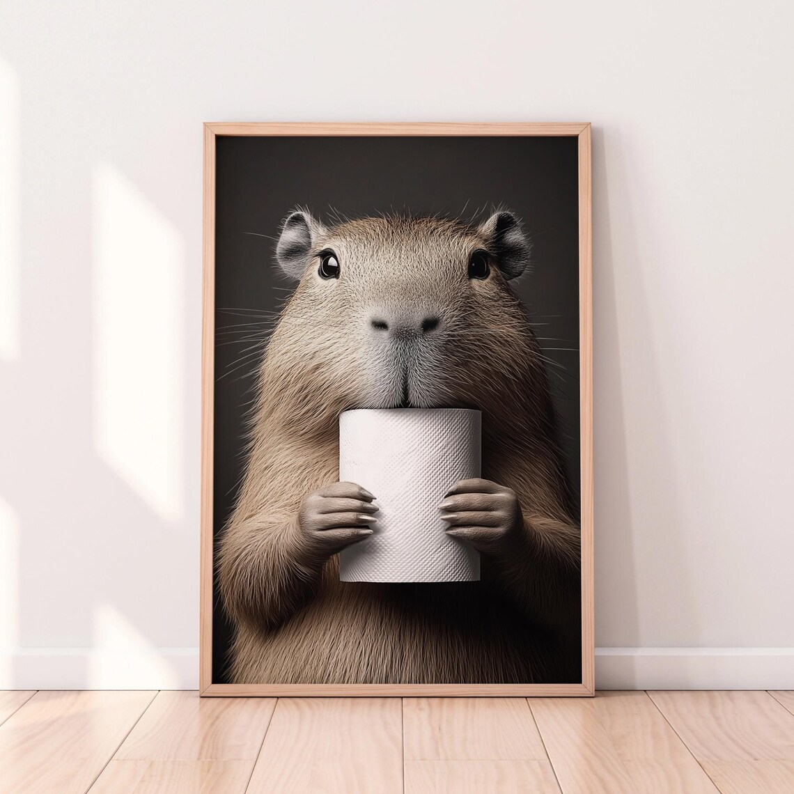 Capybara Bathroom Print Quirky Wall Art Animal Humor Decor Funny Toilet Paper Poster Art For Bathroom Wall