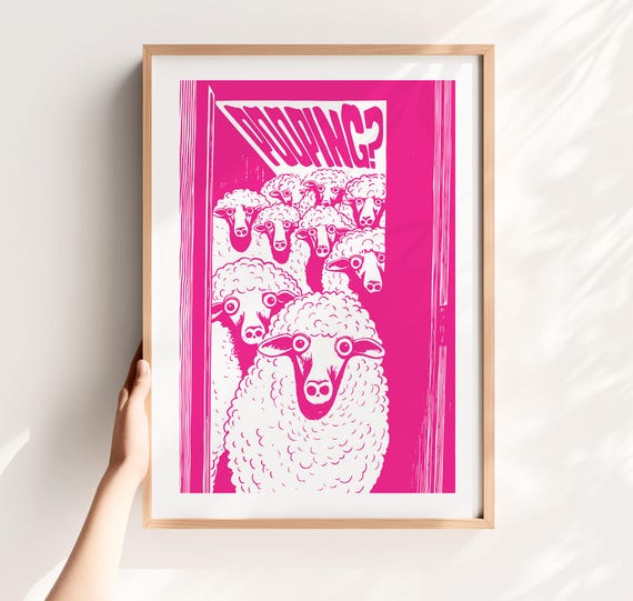 Funny Sheep Bathroom Print Quirky Toilet Wall Art