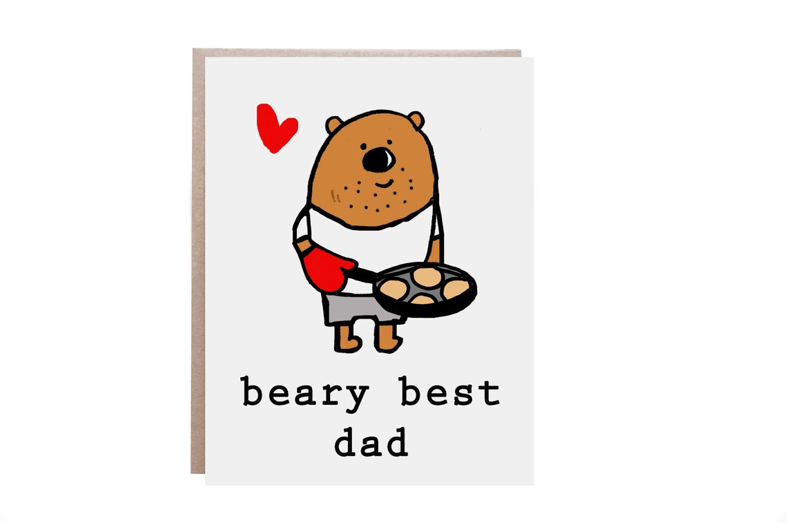Beary Best Dad Brown Bear Baking Buns Father's Day Card Poster
