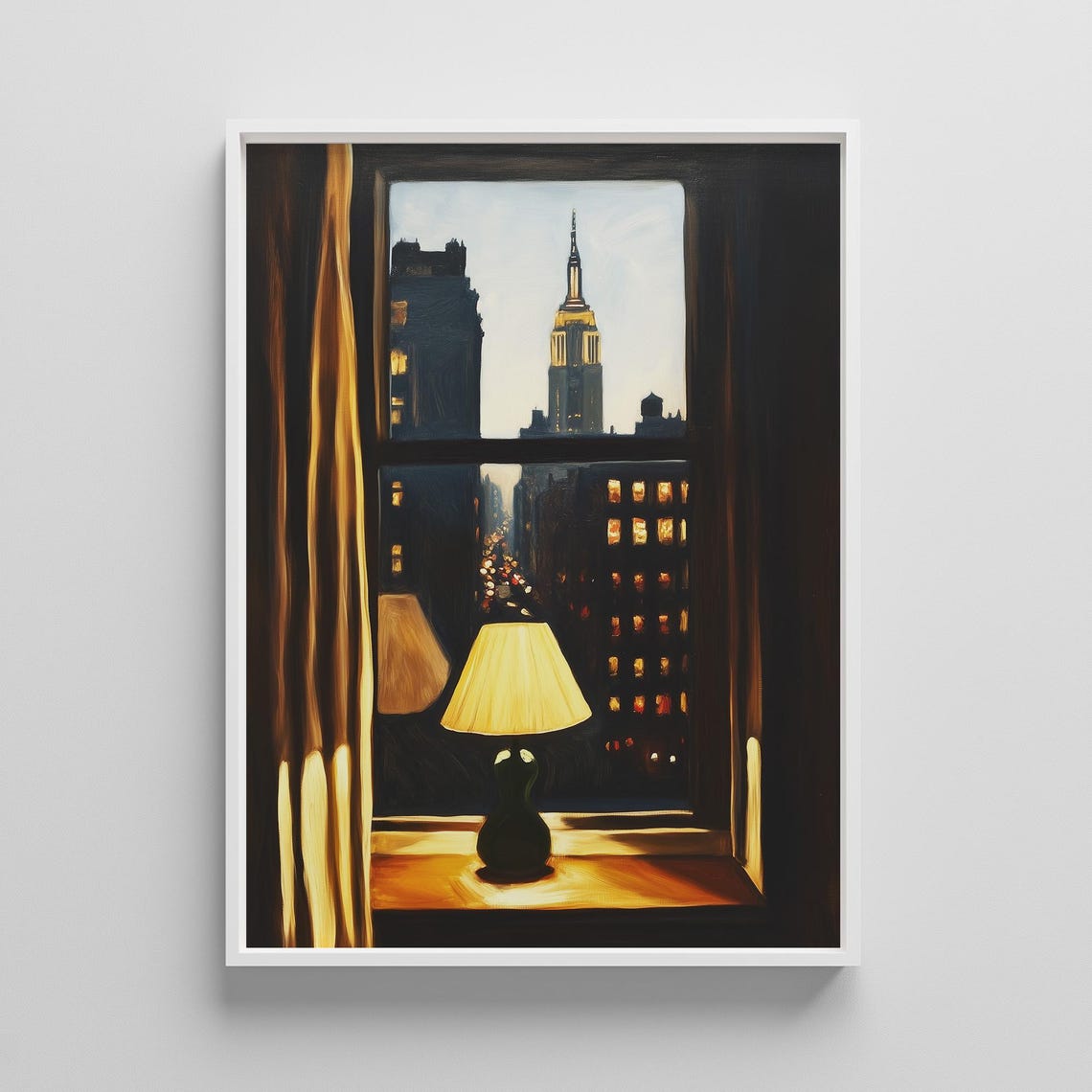Edward Hopper Style New York City Window Night View Art Poster
