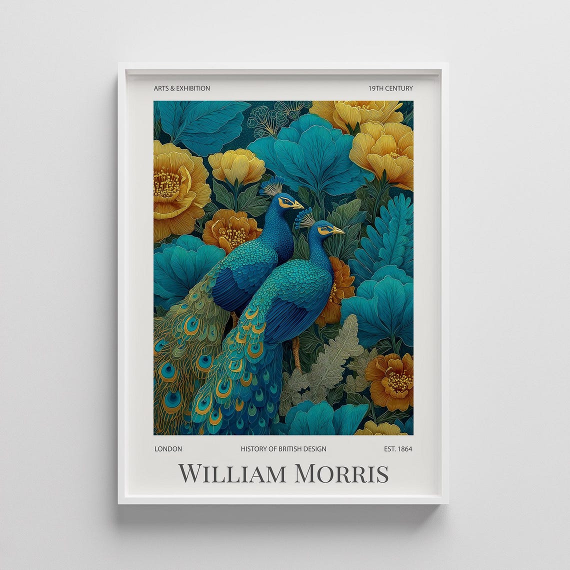 William Morris Peacock Print Vintage Botanical Art Nouveau