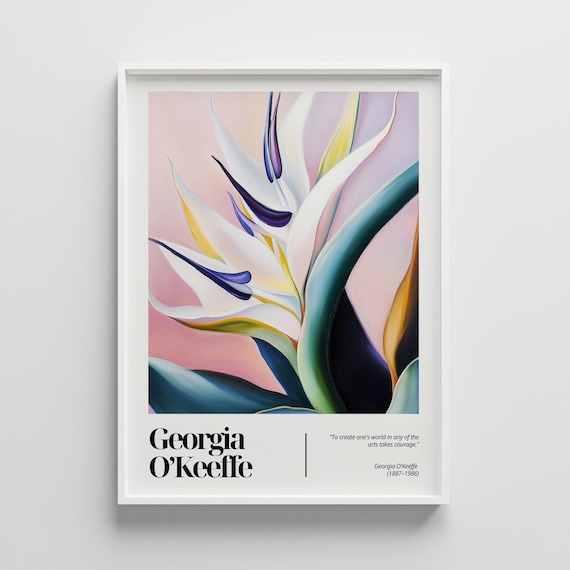 White Bird of Paradise Georgia O'Keeffe Style Blush Floral Poster