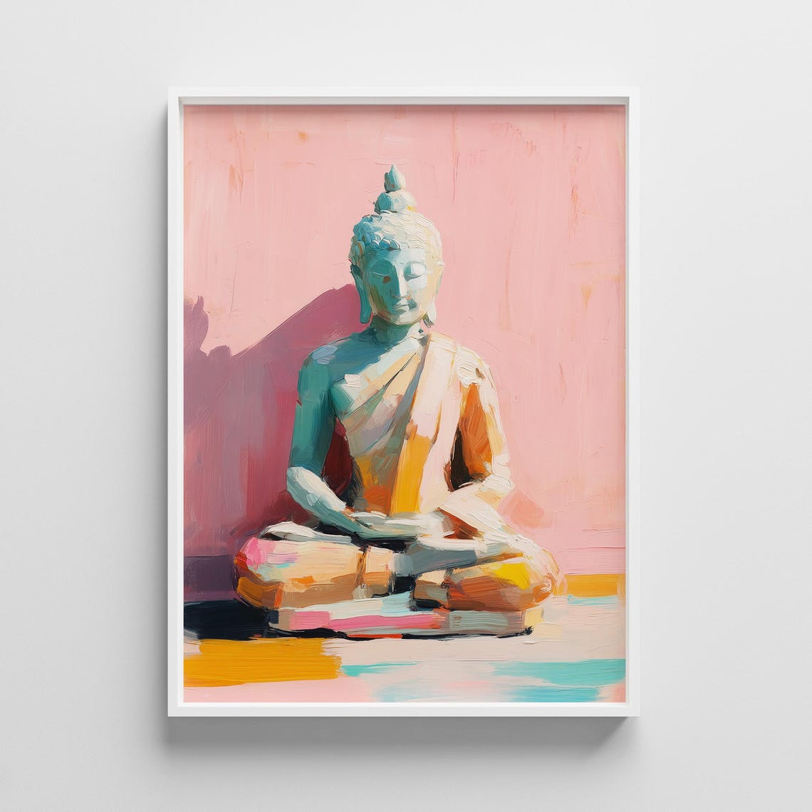 Pastel Buddha Print Minimalist Zen Wall Art Pink Teal