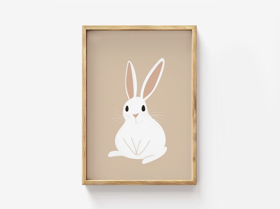 Rabbit Nursery Art Neutral Farm Animal Print