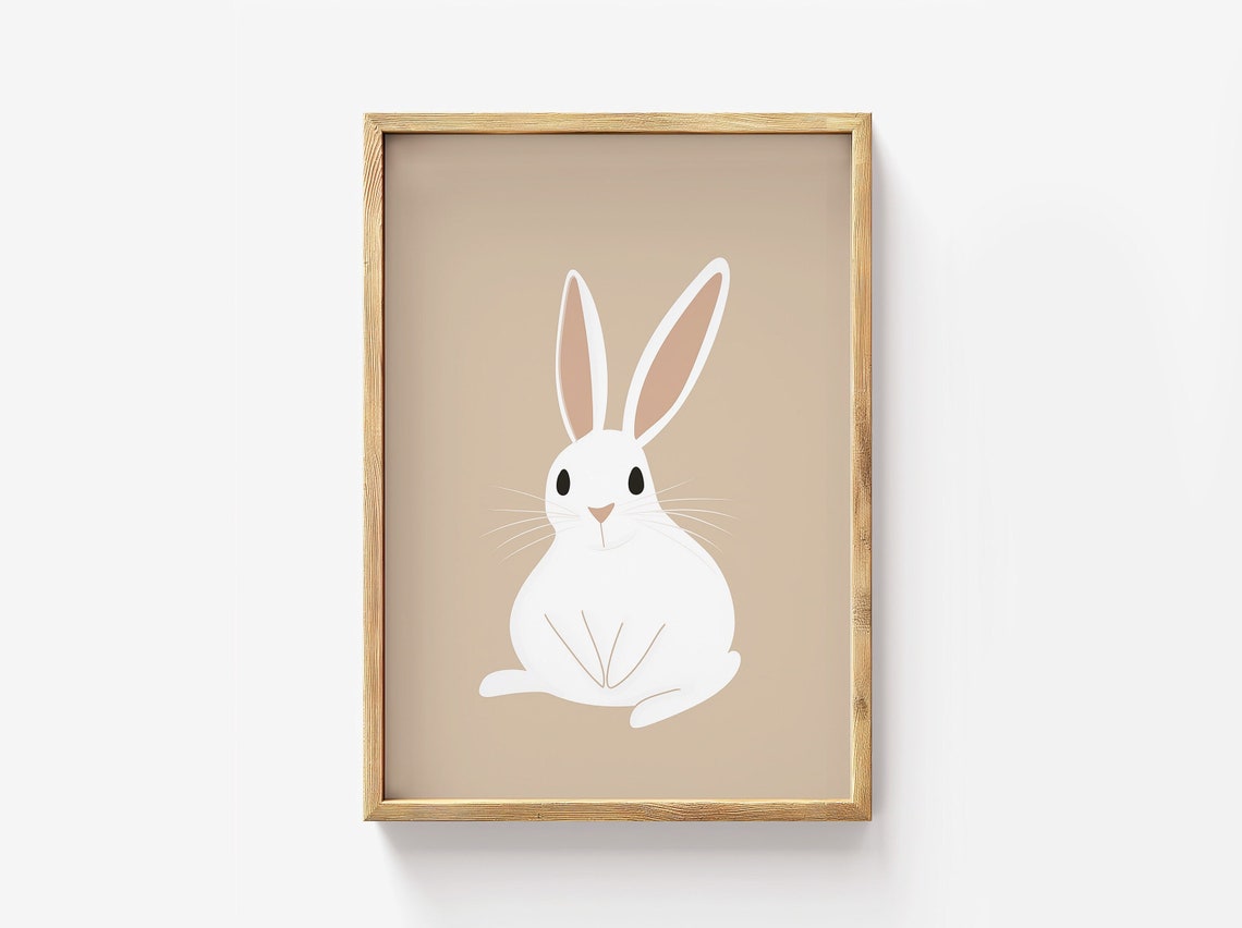Rabbit Nursery Art Neutral Farm Animal Print