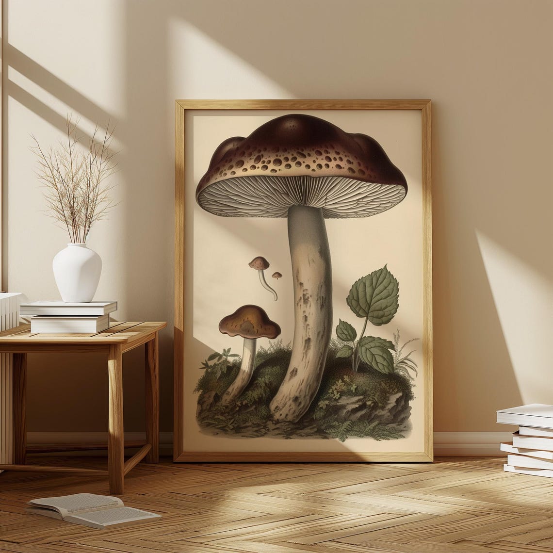 Mushroom Botanical Print Abstract Fungi Wall Art