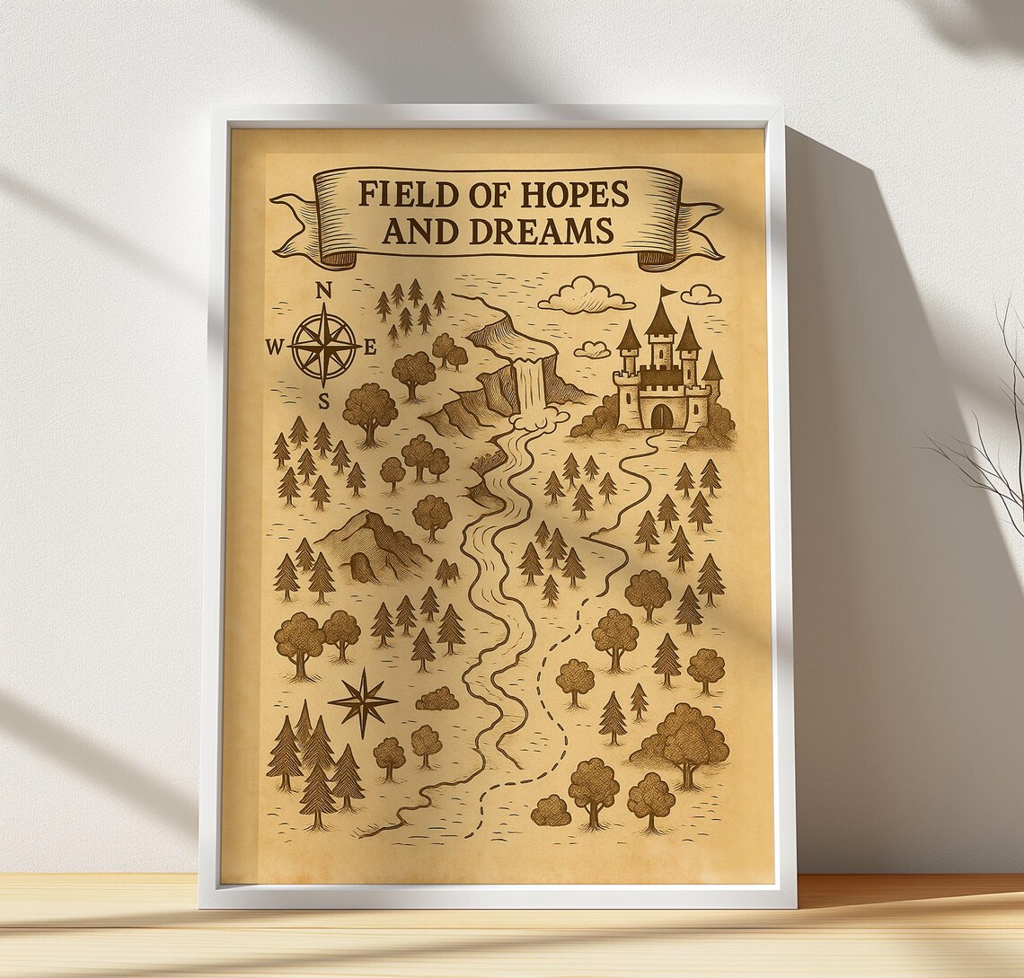 Fantasy Adventure Map Print Rustic Inspirational Wall Art