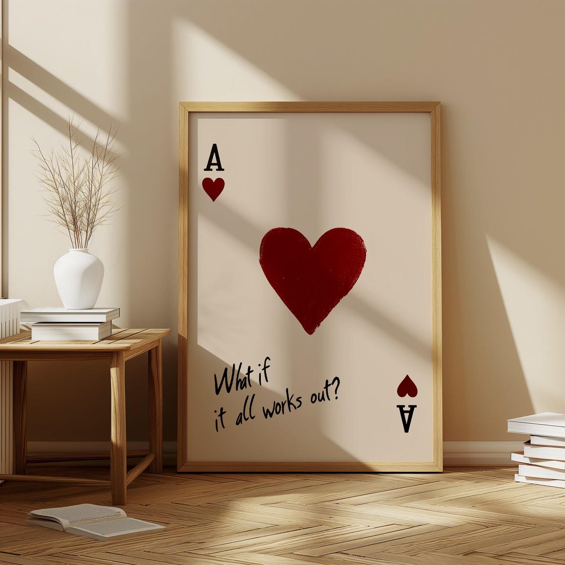 Ace Of Hearts Print Minimalist Playing Card Art