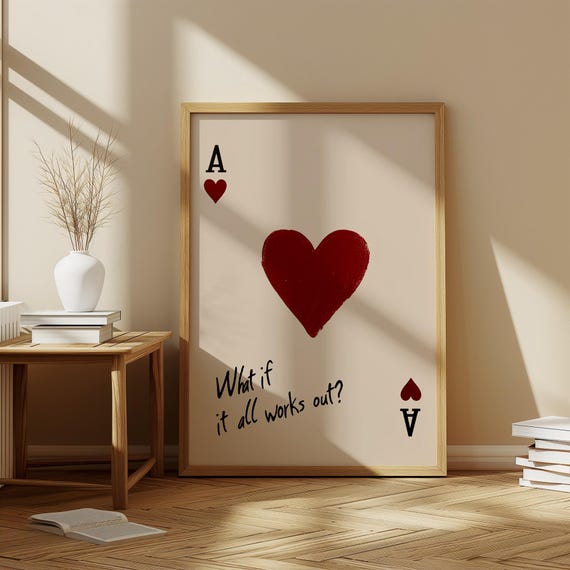 Ace Of Hearts Print Minimalist Playing Card Art