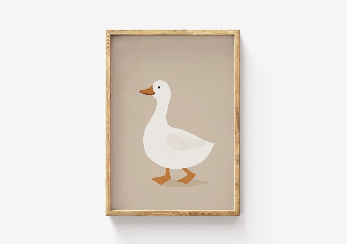 Goose Art Print Minimalist Farm Animal Neutral Nursery Decor