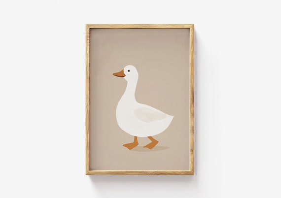 Goose Art Print Minimalist Farm Animal Neutral Nursery Decor