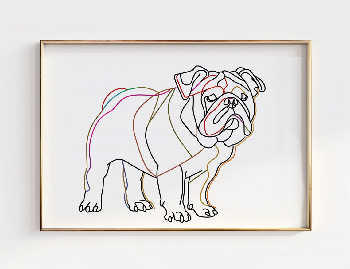 English Bulldog Line Art Print Modern Minimalist Dog Portrait