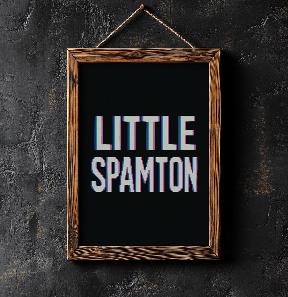 Little Spamton Glitch Art Bold Retro Gaming Character Poster