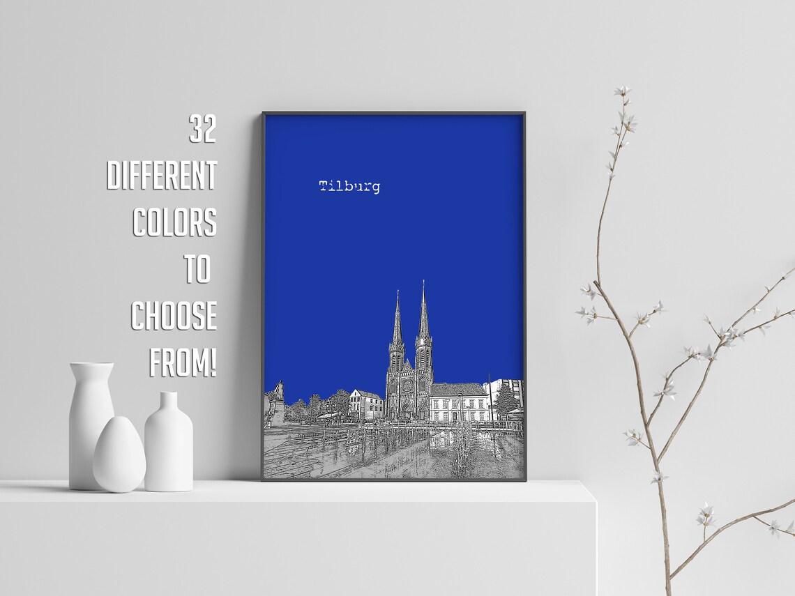 Tilburg Netherlands Church Color Block Poster With Custom Sky Color