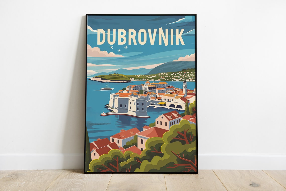 Dubrovnik Travel Poster Print Croatia Travel Print Art Dubrovnik Poster Art Dubrovnik Travel Print Croatia Wall Art Croatia Print