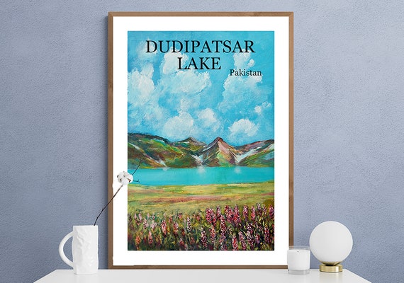 Dudipatsar Lake Pakistan Vintage Travel Poster Poster Print Or Print Gift Idea Wall Decor