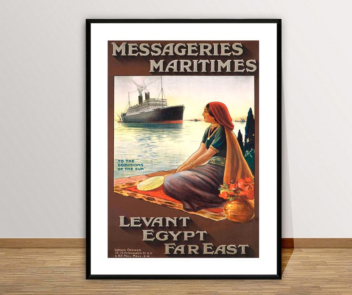 Messageries Maritimes Levant Egypt Far East Ship Travel Poster - Image 2