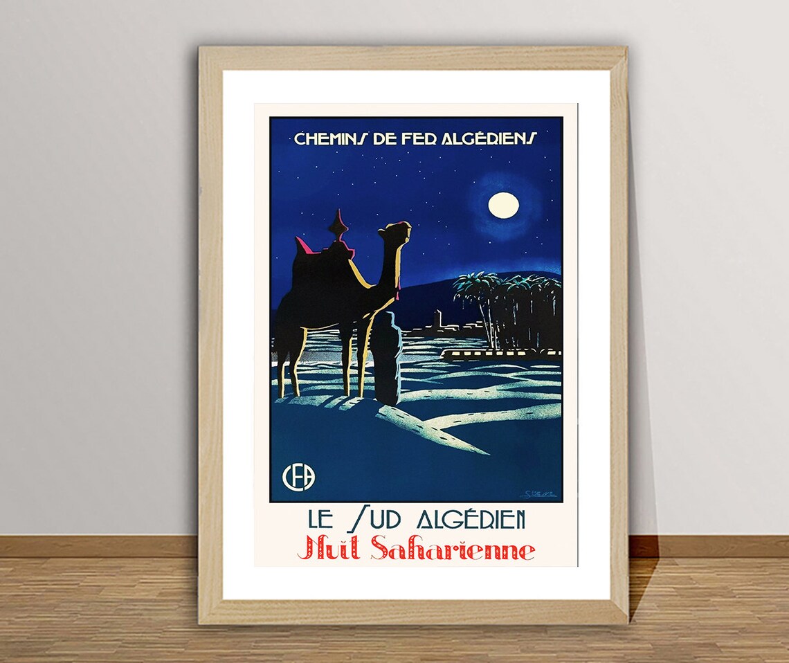 Le Sud Algerien Nuit Saharienne Vintage Travel Poster